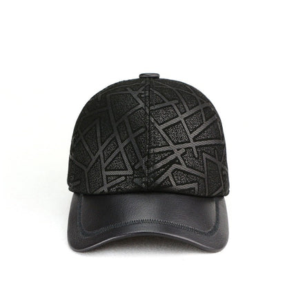 Classic Genuine Sheep Leather Baseball Cap for Men Adjustable Lightweight Breathable for Spring/Autumn