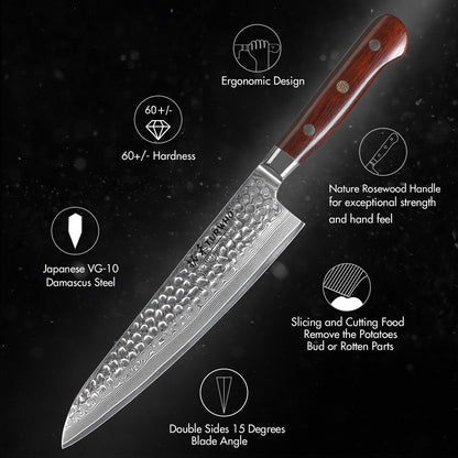 TURWHO 1-5 PEÇAS Facas Santoku Japonesas Facas de Chef Faca de Pão Aço Damasco de Alto Carbono 67 Camadas Conjunto de Facas Profissionais para Cozinha