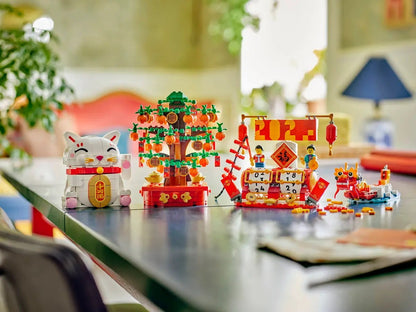 Lego Lucky Lucky Lucky Cat Blocos de Montar Ano Novo Modelos Decorativos de Tijolos Educação Brinquedos DIY Presentes Infantis