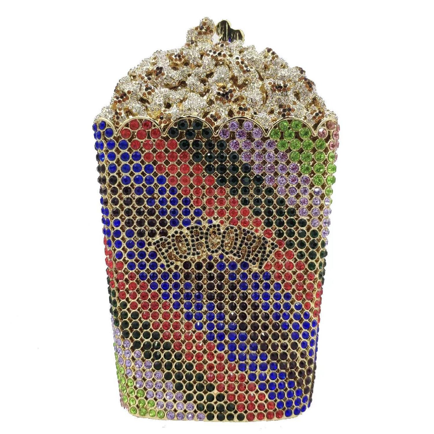 XIYUAN Popcorn Crystal Clutch Bags MINI Metal Box Minaudiere Purses Wedding Party Dinner Handbags Rhinestone Clutches Bags Gift