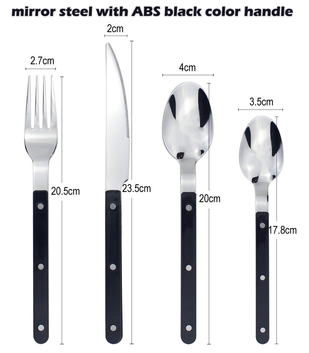 Conjuntos de Talheres de Design Moderno Espelhamento Superior Aço Inoxidável 18/8(304) Cabo ABS com Rebites Jogo de Talheres para Cozinha