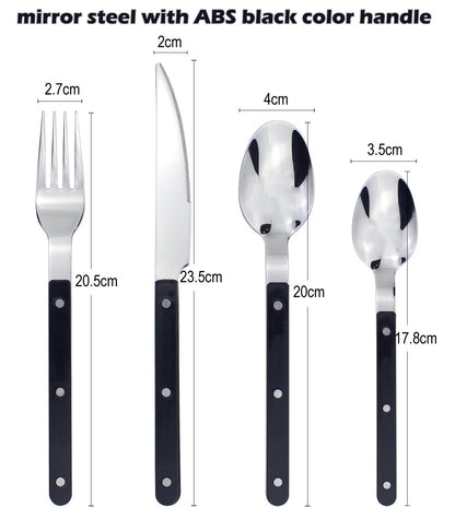 Conjuntos de Talheres de Design Moderno Espelhamento Superior Aço Inoxidável 18/8(304) Cabo ABS com Rebites Jogo de Talheres para Cozinha
