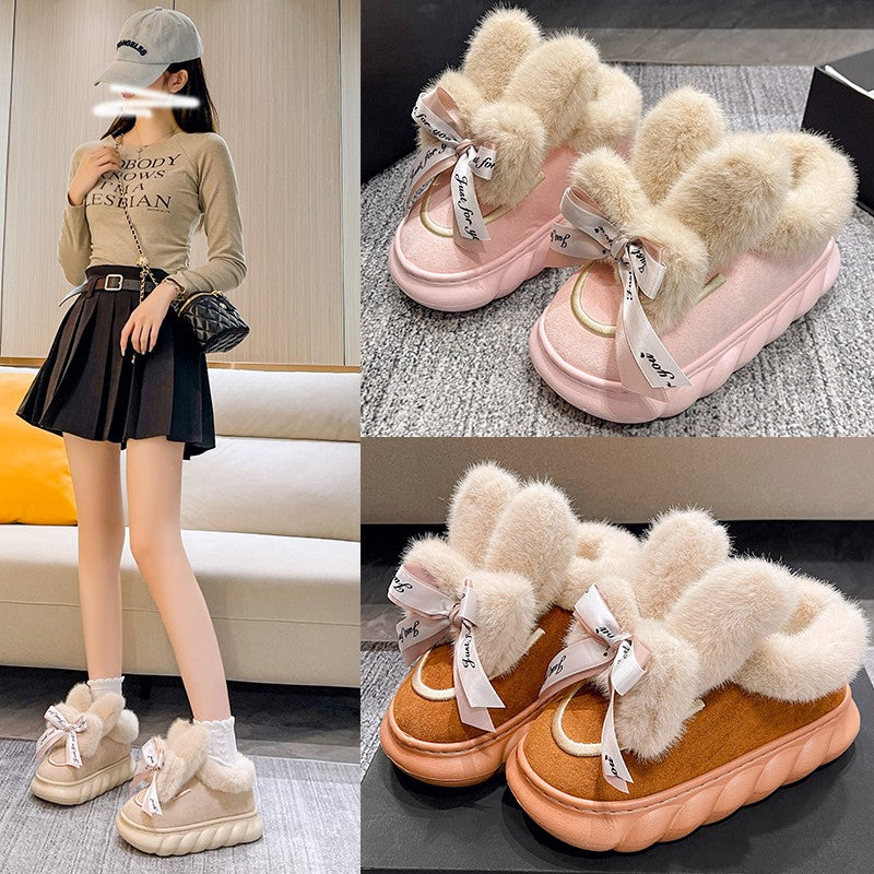 Luxury Winter Women Short Plush Warm Snow Boots Casual Shoes New Suede Fur Chelsea Ankle Boots Flats Platform Ladies Shoes Botas