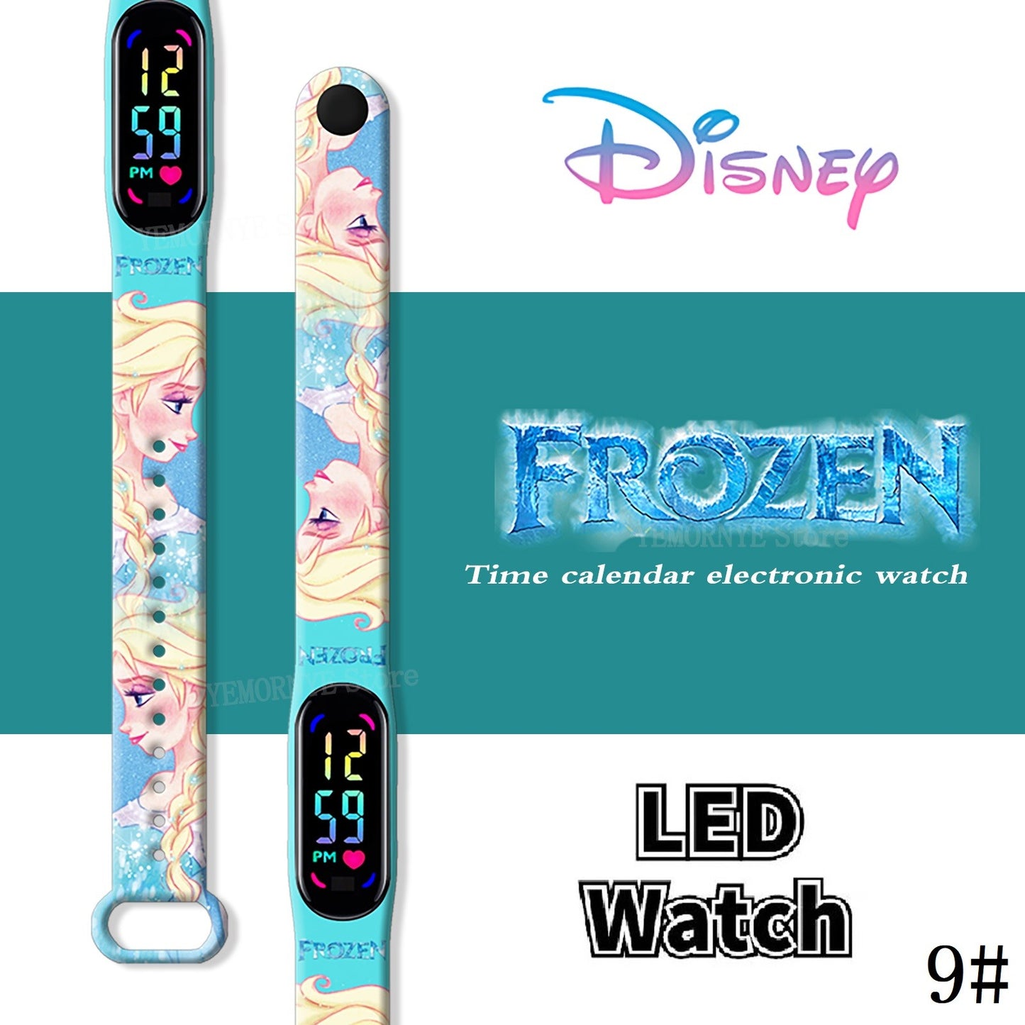Disney Frozen Digital Kids' Watches Anime Figures LED Luminous Watch Touch Waterproof Electronic Sports Watch Kids Birthday Gift