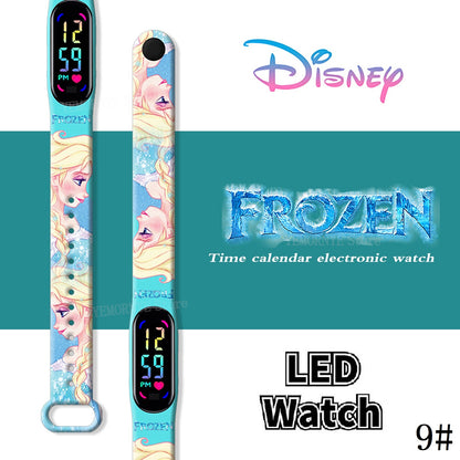 Disney Frozen Digital Kids' Watches Anime Figures LED Luminous Watch Touch Waterproof Electronic Sports Watch Kids Birthday Gift