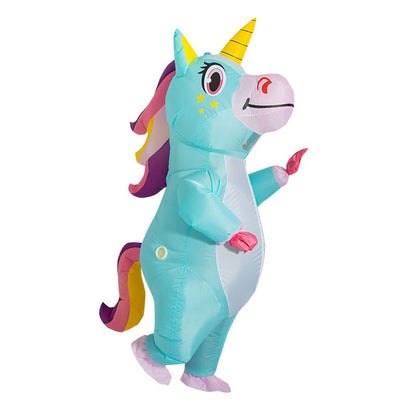 Inflatable Unicorn Costume Adult Kids Rainbow Halloween Costumes for Wommen Men Adult Carnival Mascot Christmas Cosplay