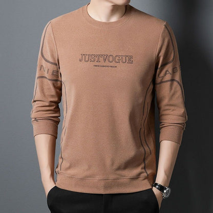 Round Neck Pullover Sweatshirt Men Thermal Underwear Double Fleece Lining Long Sleeve T-Shirt Casual