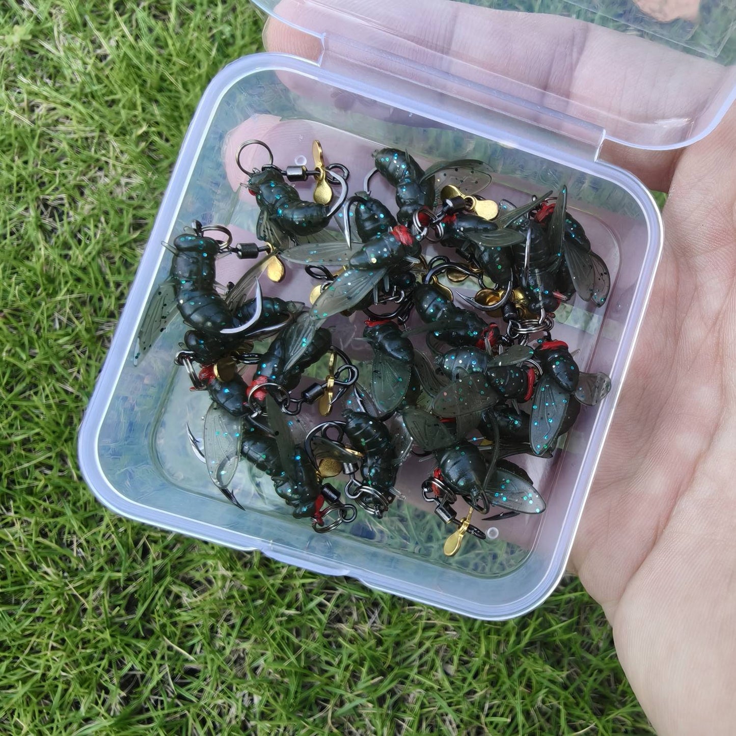 10/20 Peças Isca de Pesca com Mosca Biônica com Hélice Giratória, Lâmina Giratória, Lâmina de Metal Rotativa, Anzóis para Pesca