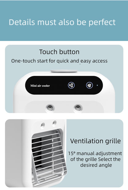 Ventilador USB de Mesa Tanque de Água Mini Climatizador Portátil Dispositivo de Resfriamento Pessoal Bateria de Lítio 1800mAh Ventilador de Baixa Tensão