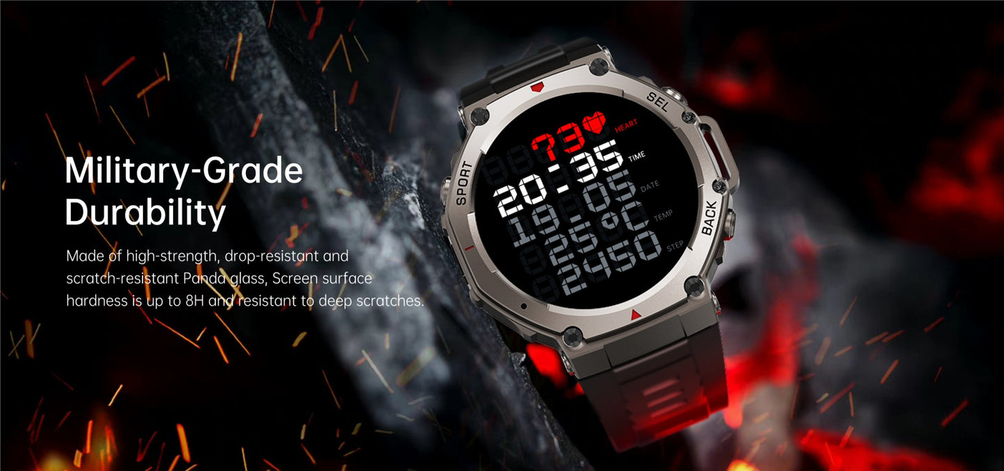 2025 New Military Bluetooth Call Smart Watch Built-in GPS Compass Barometric Altimeter 10ATM Waterproof Sports Smartwatches Men