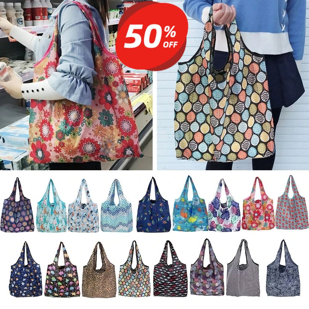 Extra Large Reusable Grocery Shopping Bag Eco-Friendly Foldable Tote with Shoulder Beach Toys Market Practical Christmas Moms