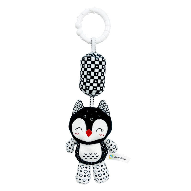 Stroller Bed Crib Hanging Bell Plush Doll Baby Infant Rattles Newborn Black White Visual Grab Ability Training Toy for Bebe Gift
