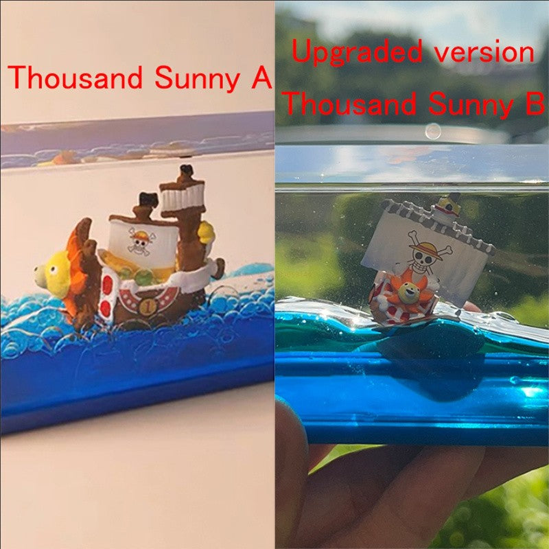 Garrafa Flutuante Feliz One Piece Thousand Sunny Barco Garrafa Flutuante Líquida Navio 3D Em Garrafa Barco Go Merry Decoração de Casa Presente Infantil