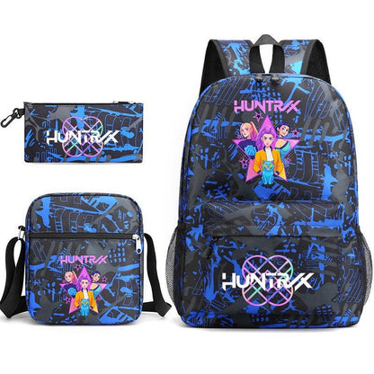 2026 KPop Demon Hunters Huntrix Print Student Backpack School Bags for Girls Pencil Case Set Anime Cartoon Girl'S Birthday Gift