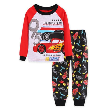 Kids Pajamas Sets Baby Girls and Boys Lightning Mcqueen Pyjamas Cotton Clothes 95 Car Cartoon Long sleeve T-shirt+Pants pyjama