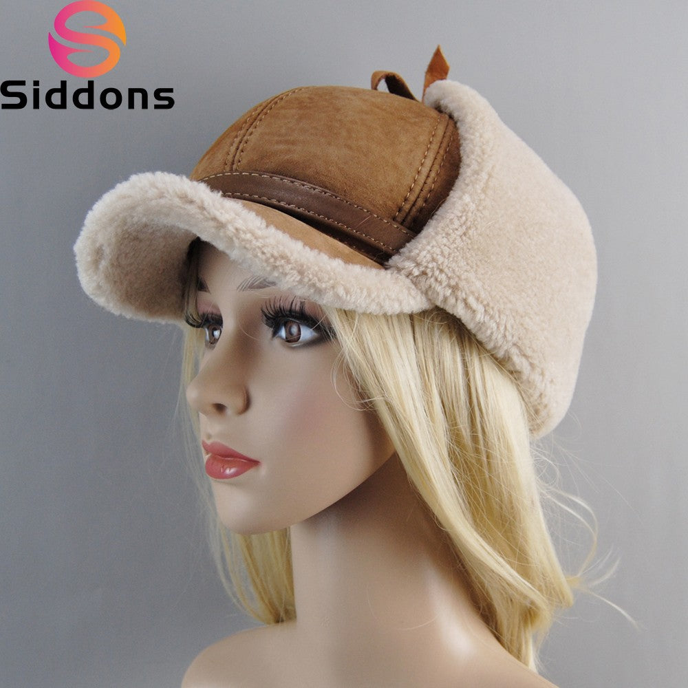 Chapéu Unissex De Lã E Pele Genuína, Novo, Inverno, Quente, Aviador, Russo Ushanka Com Abas Para As Orelhas, Couro Bovino Grosso, Quebra-Neve, Boné De Beisebol