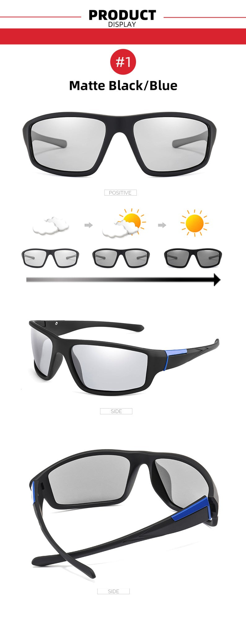 Óculos de Sol Fotocromáticos VIVIBEE Masculino Óculos Esportivos Pretos Feminino com Mudança de Cor Polarizados para Dirigir 2025 Óculos de Sol com Descoloração
