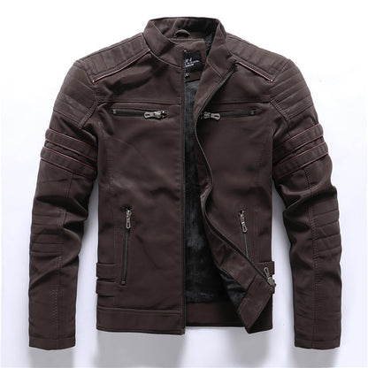 Casual Motorcycle Winter Men Winter Brand Leather Jacket Inner Fleece PU Coat Faux Leather Jackets Mens Clothing Streetwear