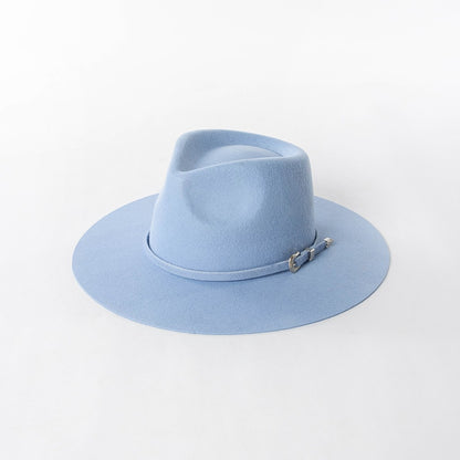 Chapéu Fedora de Feltro 100% Lã Australiana com cinto de feltro e aba larga de design moderno