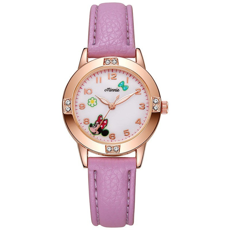 Relógios de Quartzo Infantis Disney Mickey Minnie Desenho Animado Fofo para Meninas, Relógio Infantil Adorável, Relógios de Pulso Femininos Modernos, Presentes de Brinquedo