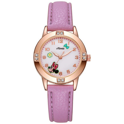 Relógios de Quartzo Infantis Disney Mickey Minnie Desenho Animado Fofo para Meninas, Relógio Infantil Adorável, Relógios de Pulso Femininos Modernos, Presentes de Brinquedo