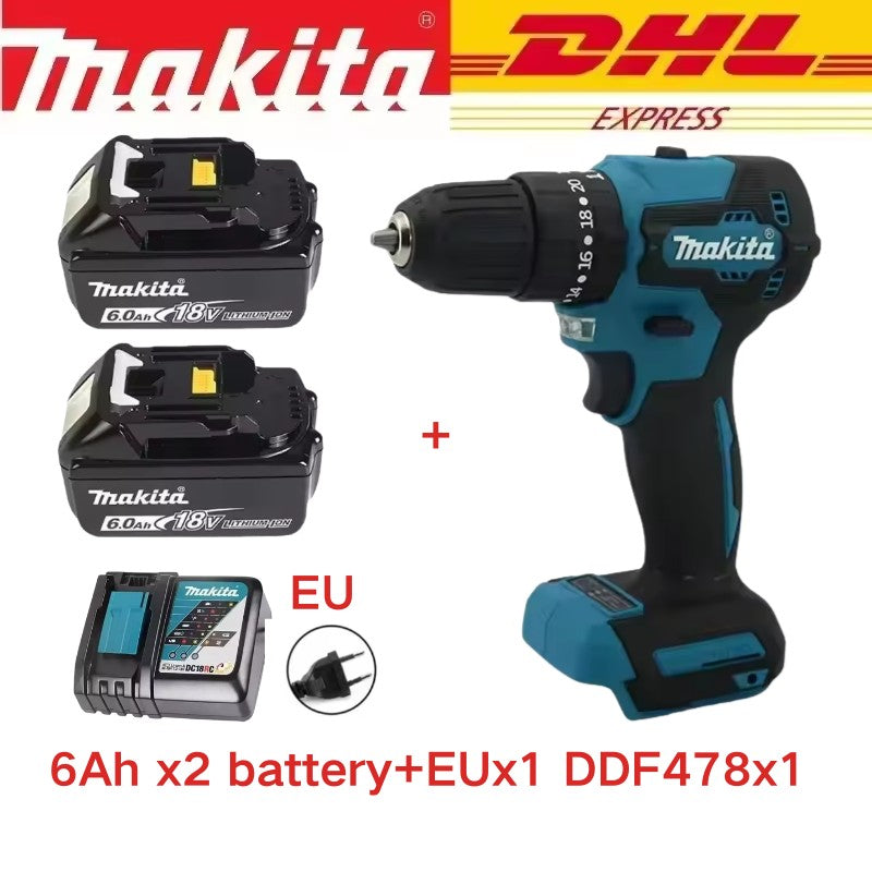 Parafusadeira/Furadeira de Impacto a Bateria Makita DDF487 18V, sem Escovas, Ferramenta Elétrica Recarregável