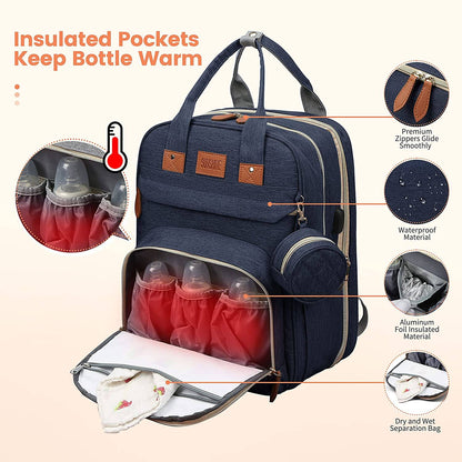 Mochila-berço 3 em 1 dobrável à prova d'água com USB para viagem e para troca de fraldas 3 tipos