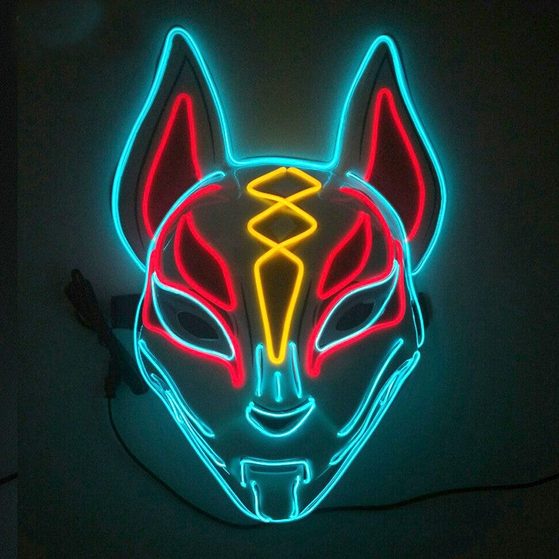 Cool Neon Light up Fox Mask Men Luminous Disguise Masks Glow in the Dark Cosplay Costume Trick or Treat Decoration