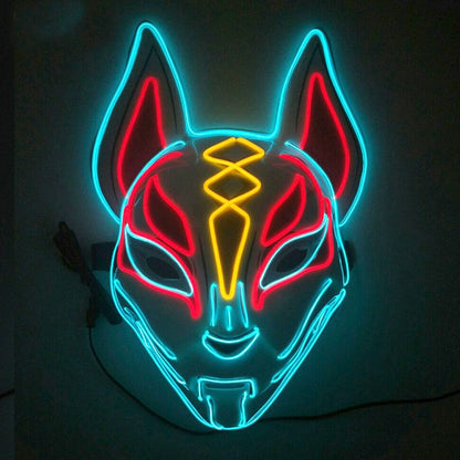 Cool Neon Light up Fox Mask Men Luminous Disguise Masks Glow in the Dark Cosplay Costume Trick or Treat Decoration
