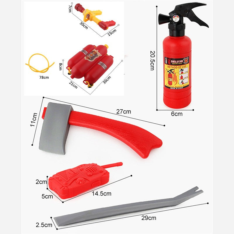 Toddler Firefighter Costume Halloween Role Play Set with Water Gun, Walkie Talkie, Compass Whistle, Party Birthday Gift