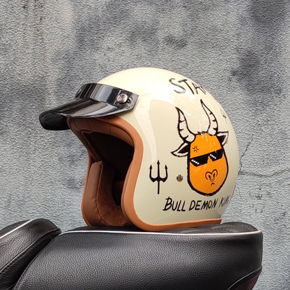 Capacete de motocicleta retrô semiaberto acessórios para motocicleta cross-country capacete de motocicleta 3/4 capacete retrô de inverno