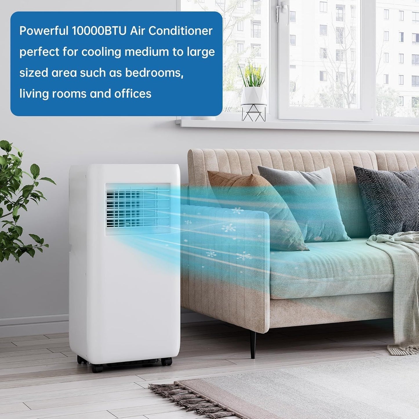 10,000 BTU Portable Air Conditioner,3 in 1 Garage AC Unit w/ Fan/Dehumidifier/Cools,24H Timer,Remote Control for Badroom Office
