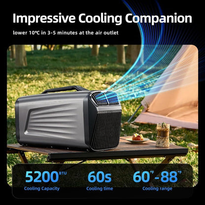 5200BTU Portable Tent Air Conditioner,500W Low-Power Quiet AC for Camping,RV,Truck,Garage & Pet Cooling Indoor & Outdoor Use