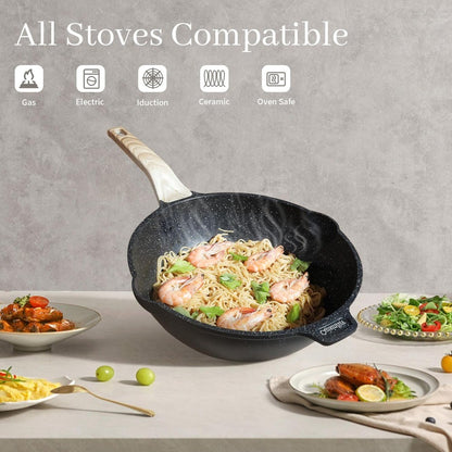 23Pcs Pots and Pans Set Non Stick, Kitchen Cookware Sets, Granite Stone Induction Cookware Non Stick Cooking Set w/Frying Pans,