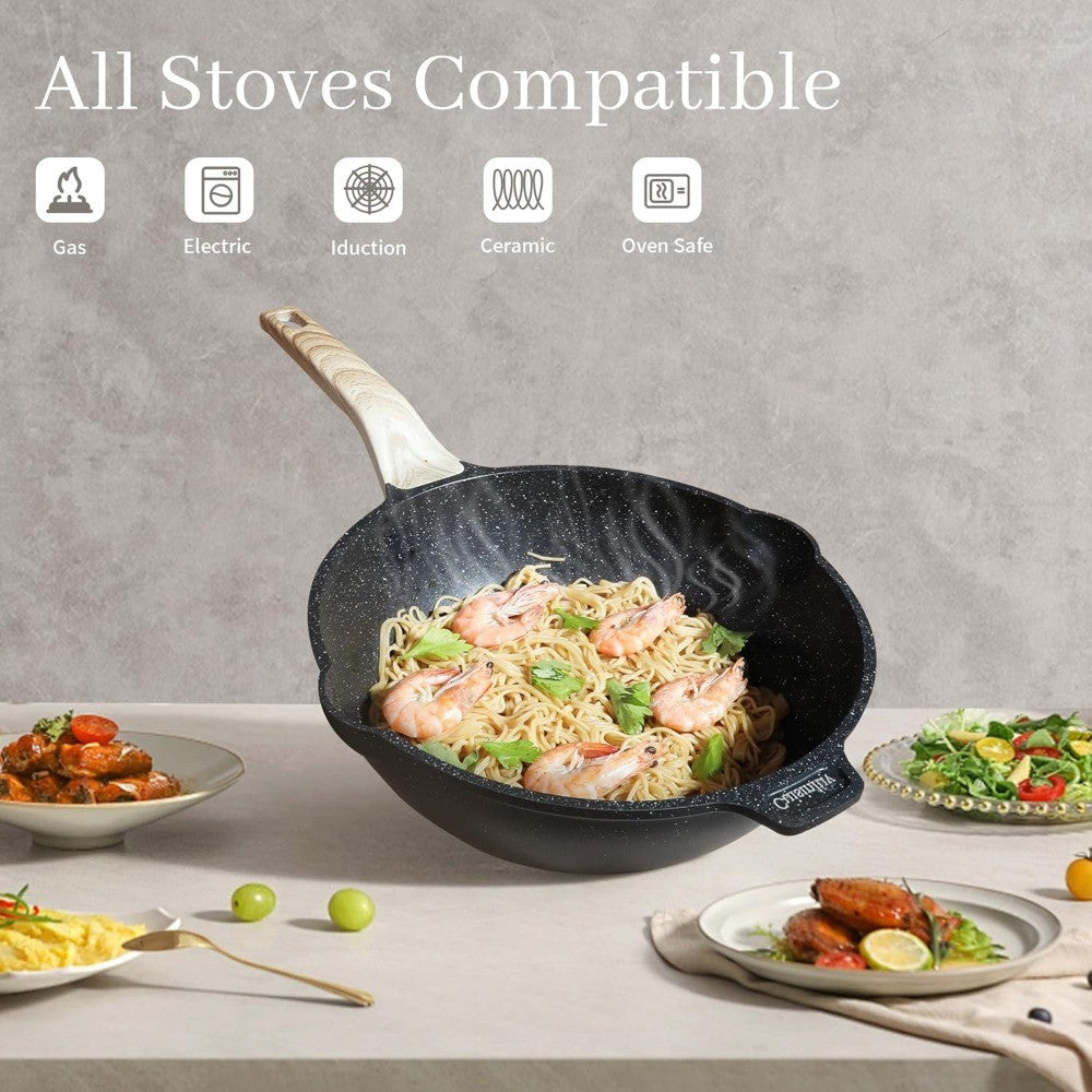 23Pcs Pots and Pans Set Non Stick, Kitchen Cookware Sets, Granite Stone Induction Cookware Non Stick Cooking Set w/Frying Pans,