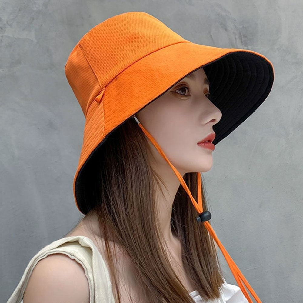 Double-Sided Sun Beach Cap Portable Fisherman Cap Foldable Panama Hat Solid Color Anti-UV Spring Summer Outdoor Beach Visor