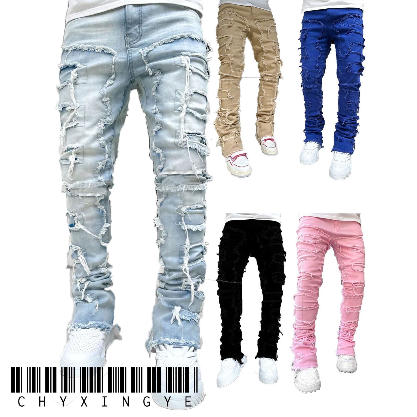 Novas calças jeans com pernas retas, jeans retrô, estilo urbano, moda ins, estilo explosivo, calças jeans masculinas retrô elásticas, novas.