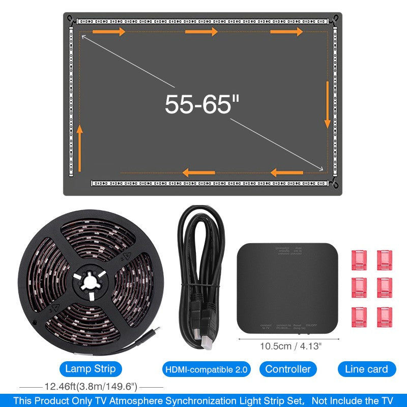 Christmas Ambient TV LED Backlight Sync to Screen For 40-130 Inch Real-Time Sync Light Strip For 4K HDMI-Compatible 2.0 Device