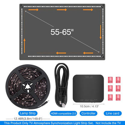 Christmas Ambient TV LED Backlight Sync to Screen For 40-130 Inch Real-Time Sync Light Strip For 4K HDMI-Compatible 2.0 Device