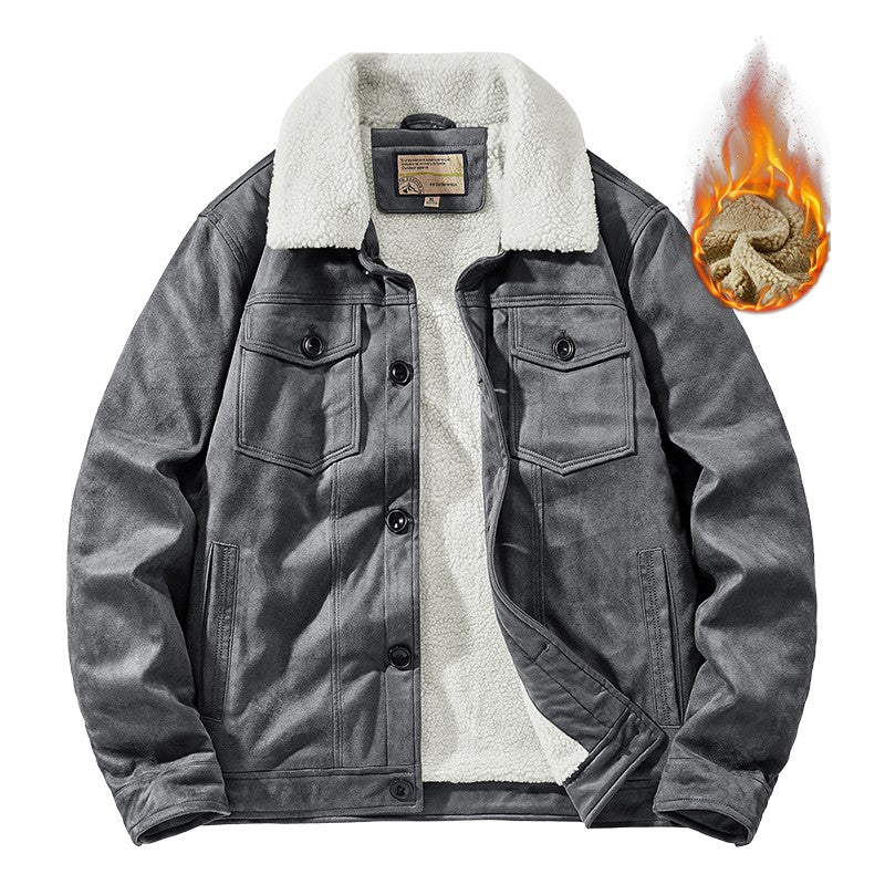 NEEDLESNOAH Autumn Winter Men Warm Pilot Jackets Fleece Suede Thick Coats Male Single Breasted Classic Parkas Fahion Windbreaker