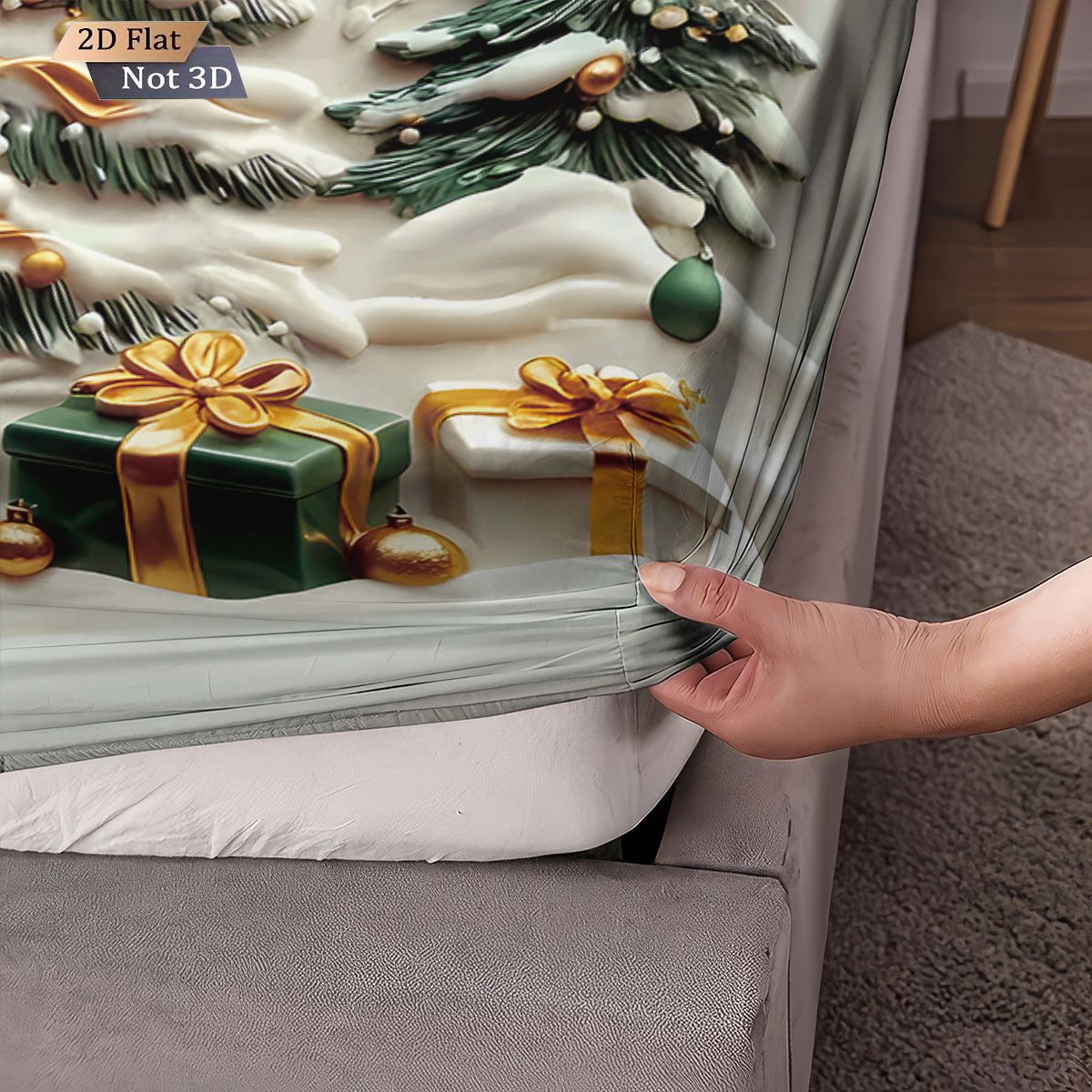 3pcs Christmas tree print coreless bed sheet set with various sizes of bed covers, bedroom bedding decorations, machine washable
