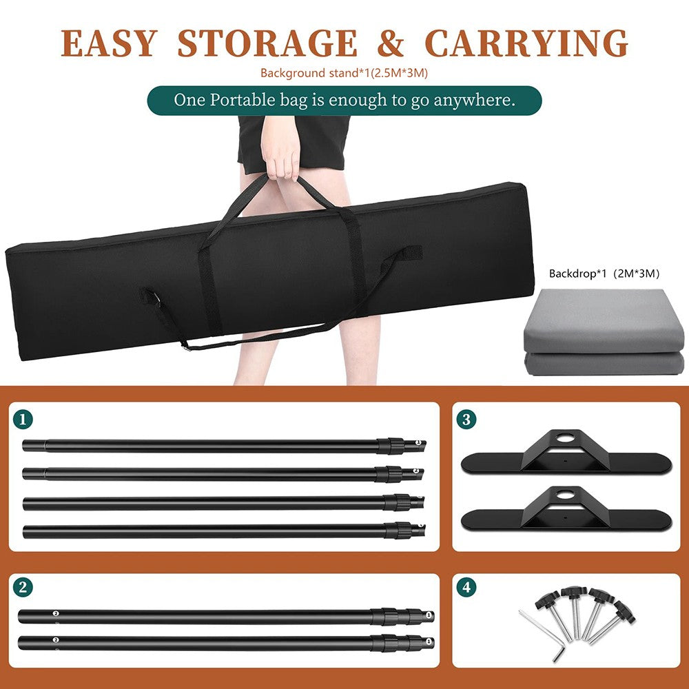 Double-Crossbar Backdrop Background Stand Frame Support System For Photography Photo Studio Video Muslin Green Screen