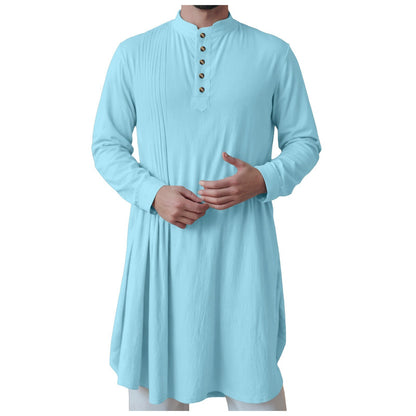Men'S New Muslim Middle Arabic Men'S Button Down Cotton And Linen Shirts Muslim Robes Stylis Male Clothes Stylis Male Clothes