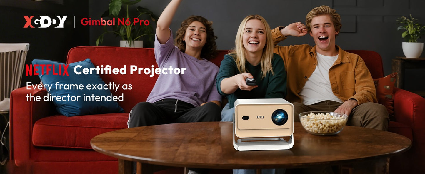 Projetor XGODY N6 PRO 4K 32 GB HD 700ANSI Dual WiFi6 BT5.0 Cinema Portátil Nativo 1080P para Filmes ao Ar Livre e Home Theater
