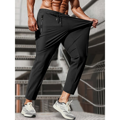 Calça Moletom Masculina de Pesca Calça Jogging Masculina de Seda Gelada Altamente Elástica com Bolsos com Zíper Calça Esportiva Respirável Elástica Presente Masculino
