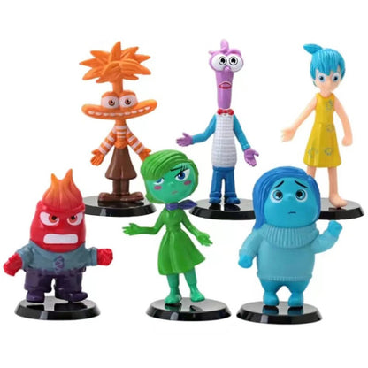 6 pçs/conjunto Dentro Fora Brinquedo Infantil Boneco de Ação Tristeza Alegria Raiva Boneca de Ação Enfeite de Bolo Enfeite de Mesa Presente de Aniversário Infantil