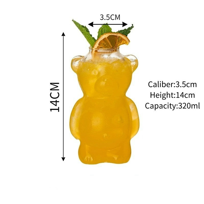 Copo de Vidro em Formato de Urso Copos Criativos para Coquetéis Copo de Suco Transparente Copos Personalizados de Água Acessórios para Bar e Festa