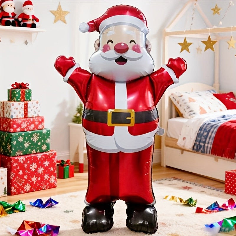 1/2pc 70-inch Standing 3D Waving Santa Claus Aluminum Foil Balloon Christmas Mall Atmosphere Decoration Indoor Theme Decor