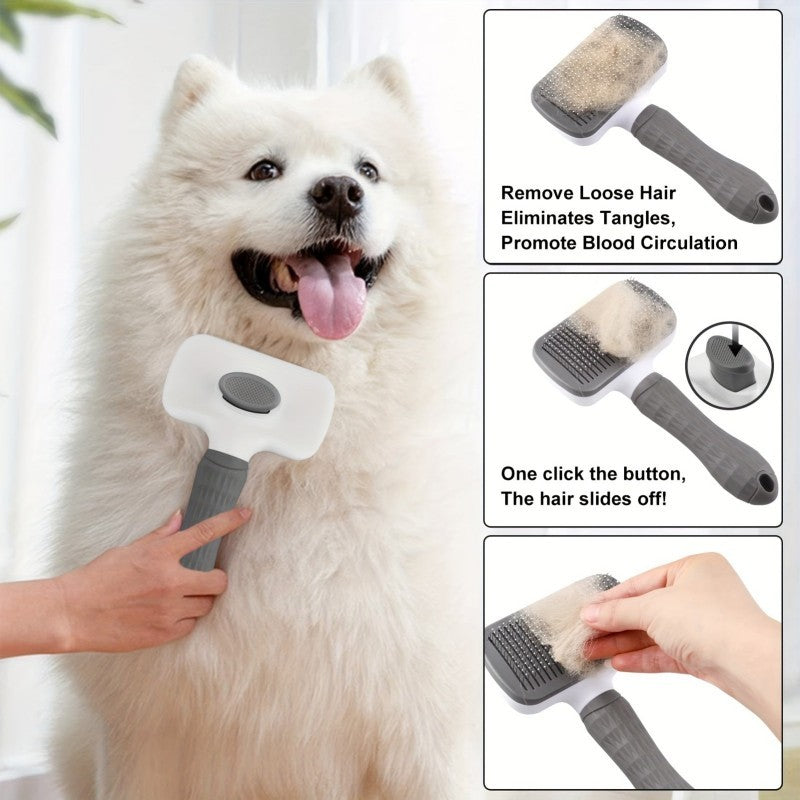 Escova de Massagem e Descarte de Pelos 2 em 1 para Pets - Limpeza Fácil