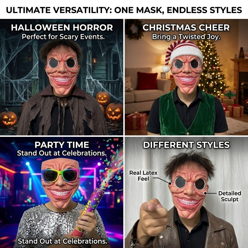 Scary Smile Black Hole Half Face Mask Horror Halloween Cosplay Mask Funny Creepy Party Costume Props Adult Masquerade Masks